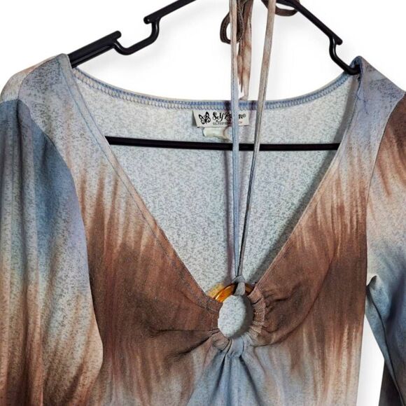 Self Esteem Women's Y2K Keyhole Halter Semi Sheer Blouse size Medium - Picture 3 of 9